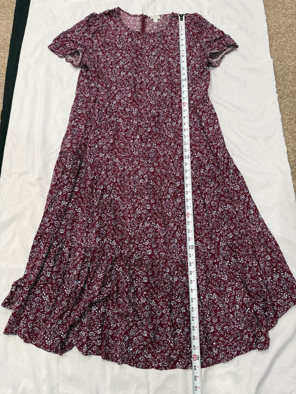 J Crew Factory Burgundy Midi Dress with Tiers—XL - Picture 12 of 14